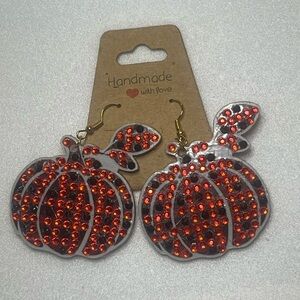 Sparkling Rhinestone Pumpkin Earrings